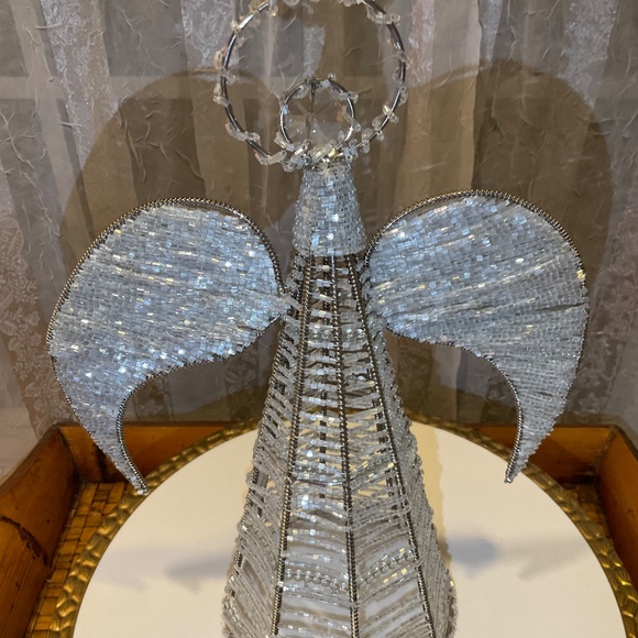 Beautiful Metal Wire Beaded Angel Tree Topper/Table Decoration - Picture 3 of 12